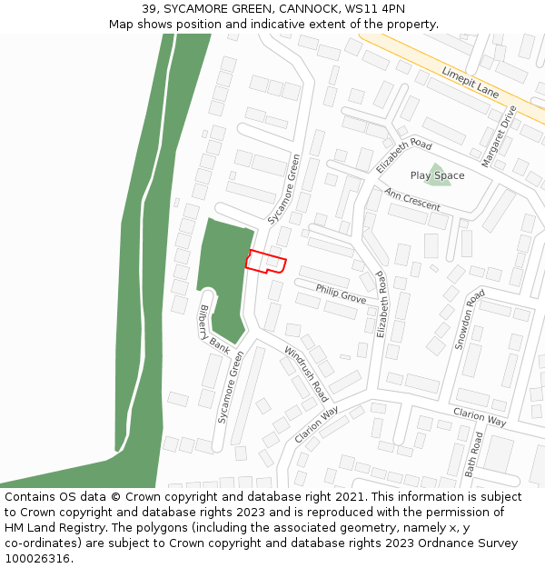 39, SYCAMORE GREEN, CANNOCK, WS11 4PN: Location map and indicative extent of plot