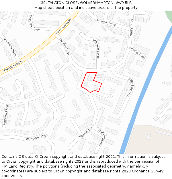 39, TALATON CLOSE, WOLVERHAMPTON, WV9 5LR: Location map and indicative extent of plot