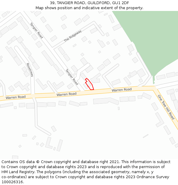 39, TANGIER ROAD, GUILDFORD, GU1 2DF: Location map and indicative extent of plot