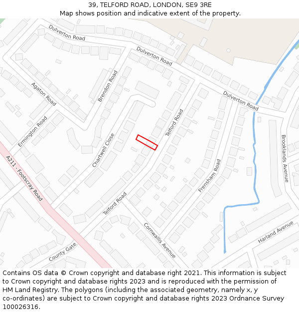 39, TELFORD ROAD, LONDON, SE9 3RE: Location map and indicative extent of plot