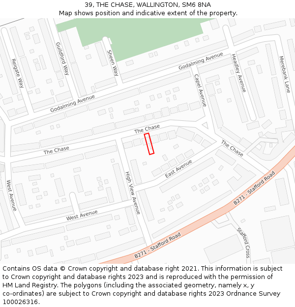 39, THE CHASE, WALLINGTON, SM6 8NA: Location map and indicative extent of plot