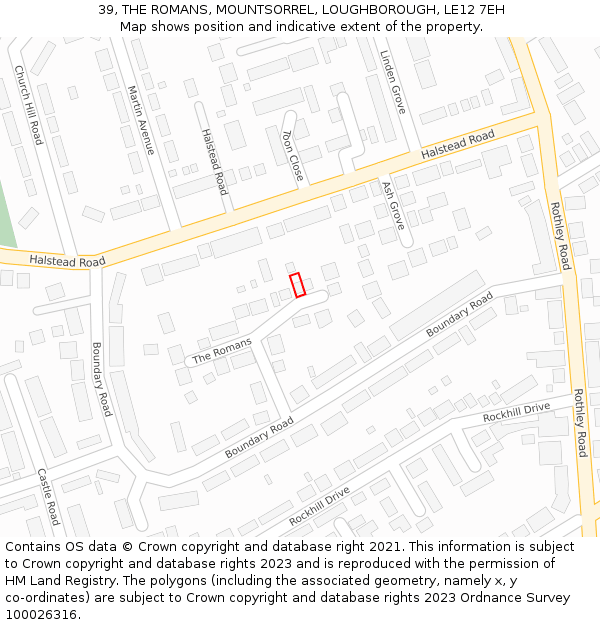 39, THE ROMANS, MOUNTSORREL, LOUGHBOROUGH, LE12 7EH: Location map and indicative extent of plot