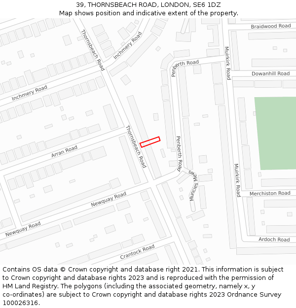 39, THORNSBEACH ROAD, LONDON, SE6 1DZ: Location map and indicative extent of plot