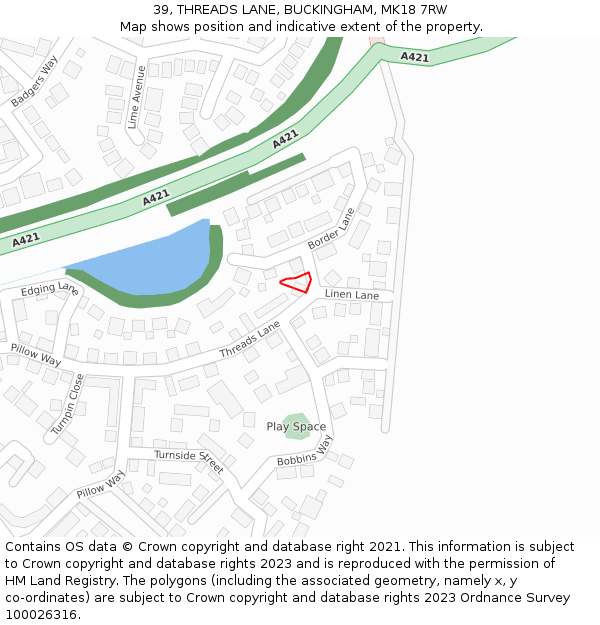 39, THREADS LANE, BUCKINGHAM, MK18 7RW: Location map and indicative extent of plot
