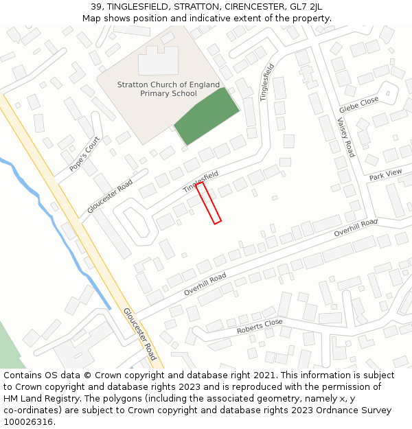 39, TINGLESFIELD, STRATTON, CIRENCESTER, GL7 2JL: Location map and indicative extent of plot