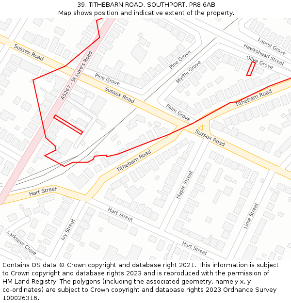 39, TITHEBARN ROAD, SOUTHPORT, PR8 6AB: Location map and indicative extent of plot