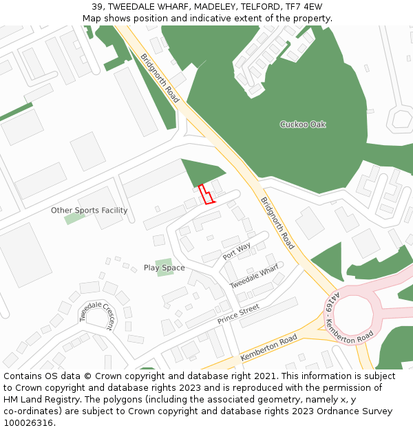 39, TWEEDALE WHARF, MADELEY, TELFORD, TF7 4EW: Location map and indicative extent of plot