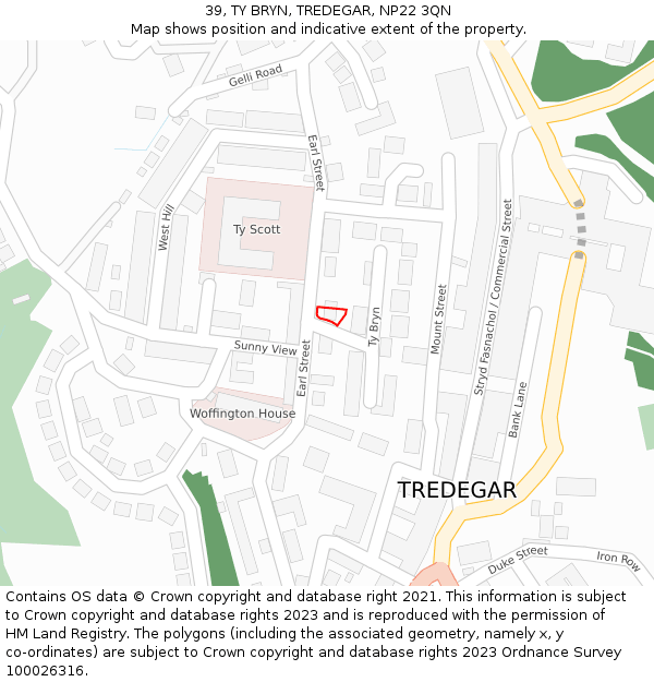 39, TY BRYN, TREDEGAR, NP22 3QN: Location map and indicative extent of plot