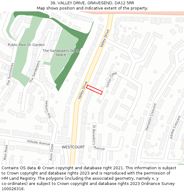 39, VALLEY DRIVE, GRAVESEND, DA12 5RR: Location map and indicative extent of plot