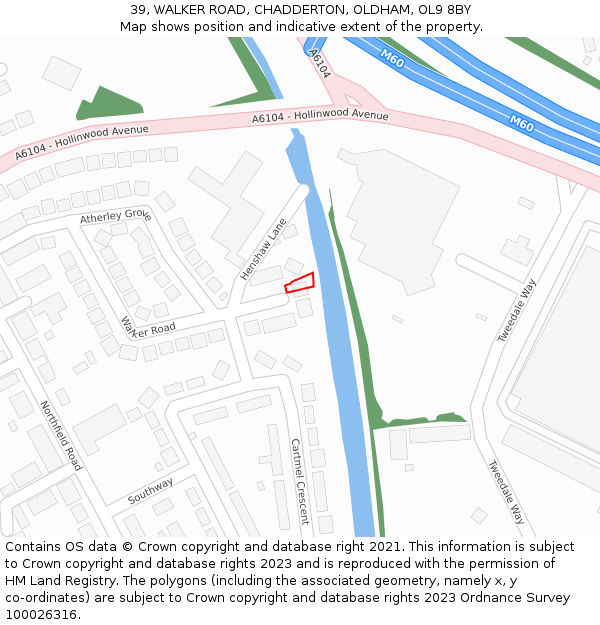39, WALKER ROAD, CHADDERTON, OLDHAM, OL9 8BY: Location map and indicative extent of plot