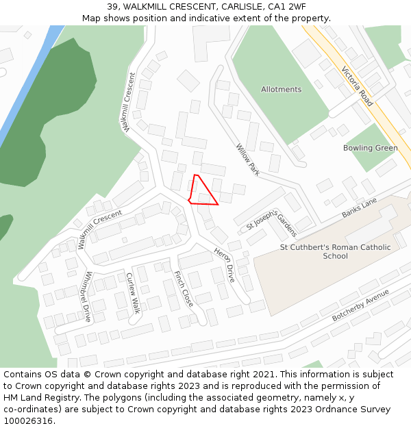 39, WALKMILL CRESCENT, CARLISLE, CA1 2WF: Location map and indicative extent of plot