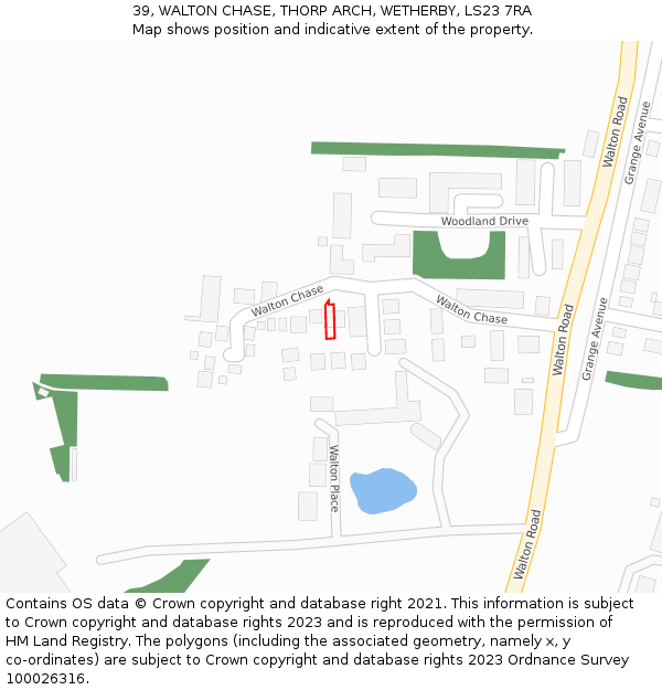 39, WALTON CHASE, THORP ARCH, WETHERBY, LS23 7RA: Location map and indicative extent of plot