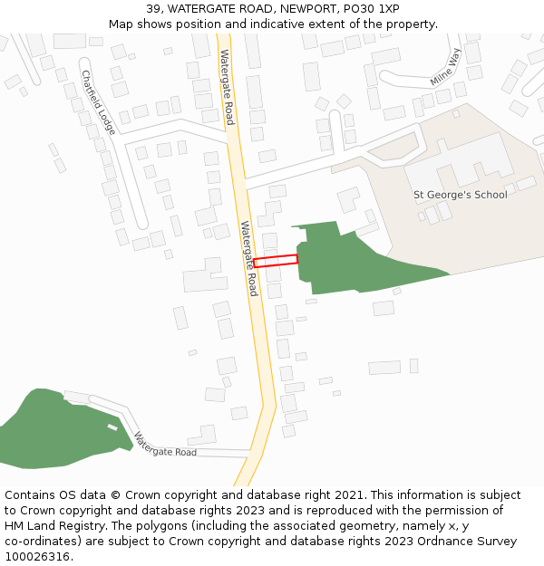39, WATERGATE ROAD, NEWPORT, PO30 1XP: Location map and indicative extent of plot