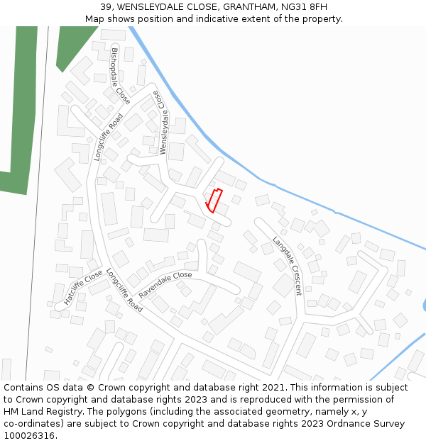 39, WENSLEYDALE CLOSE, GRANTHAM, NG31 8FH: Location map and indicative extent of plot