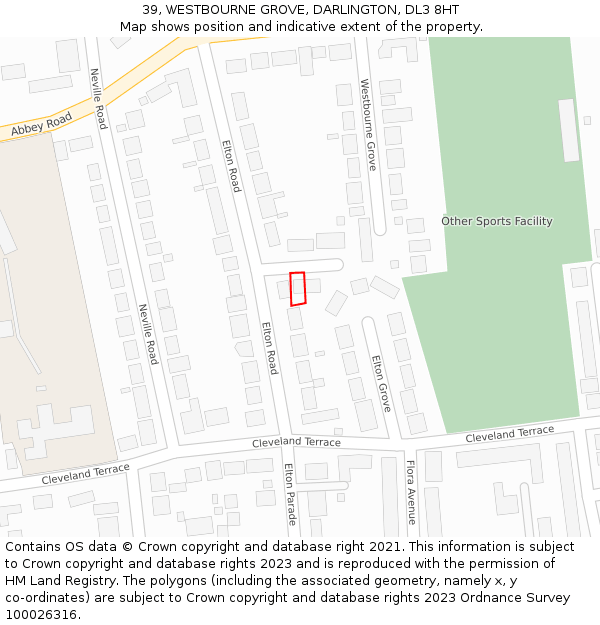 39, WESTBOURNE GROVE, DARLINGTON, DL3 8HT: Location map and indicative extent of plot