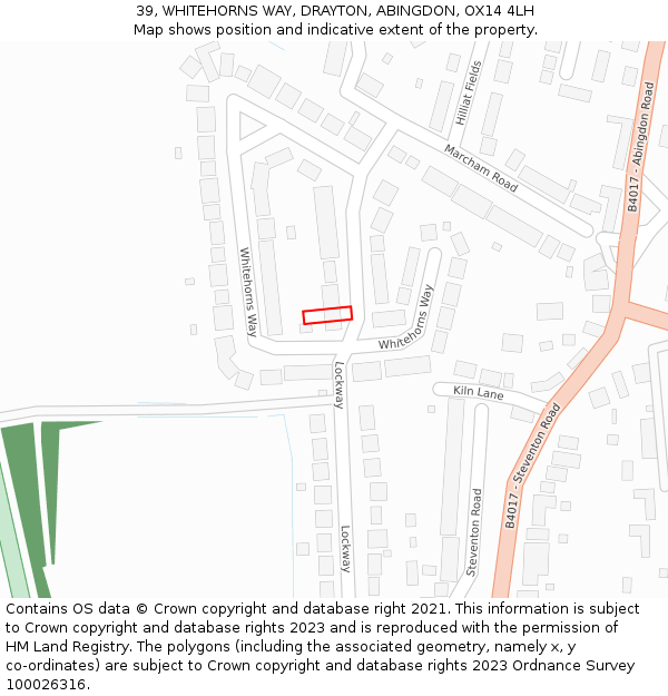 39, WHITEHORNS WAY, DRAYTON, ABINGDON, OX14 4LH: Location map and indicative extent of plot