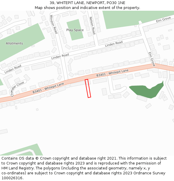 39, WHITEPIT LANE, NEWPORT, PO30 1NE: Location map and indicative extent of plot