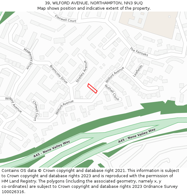 39, WILFORD AVENUE, NORTHAMPTON, NN3 9UQ: Location map and indicative extent of plot