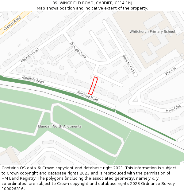 39, WINGFIELD ROAD, CARDIFF, CF14 1NJ: Location map and indicative extent of plot