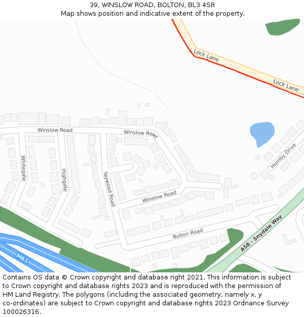 39, WINSLOW ROAD, BOLTON, BL3 4SR: Location map and indicative extent of plot