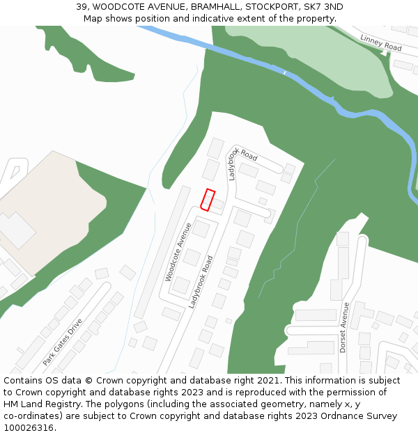 39, WOODCOTE AVENUE, BRAMHALL, STOCKPORT, SK7 3ND: Location map and indicative extent of plot