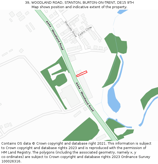 39, WOODLAND ROAD, STANTON, BURTON-ON-TRENT, DE15 9TH: Location map and indicative extent of plot