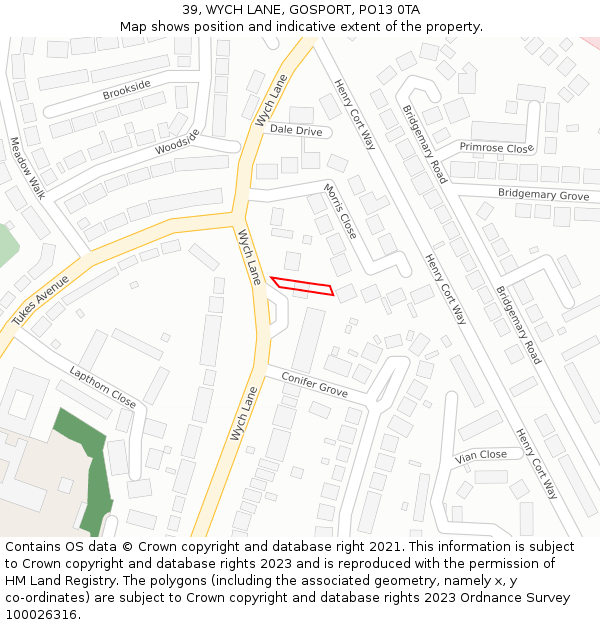 39, WYCH LANE, GOSPORT, PO13 0TA: Location map and indicative extent of plot