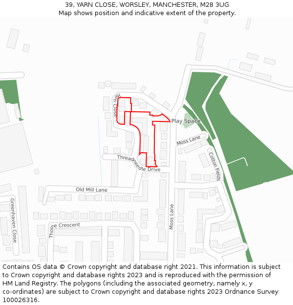 39, YARN CLOSE, WORSLEY, MANCHESTER, M28 3UG: Location map and indicative extent of plot