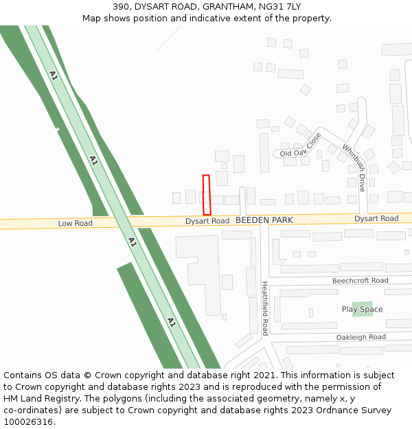 390, DYSART ROAD, GRANTHAM, NG31 7LY: Location map and indicative extent of plot