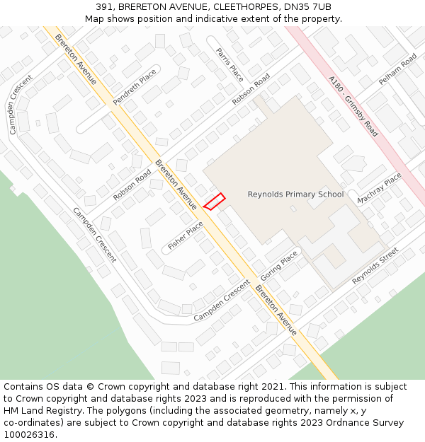 391, BRERETON AVENUE, CLEETHORPES, DN35 7UB: Location map and indicative extent of plot