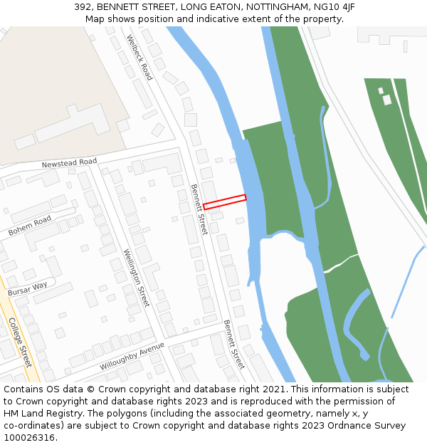 392, BENNETT STREET, LONG EATON, NOTTINGHAM, NG10 4JF: Location map and indicative extent of plot