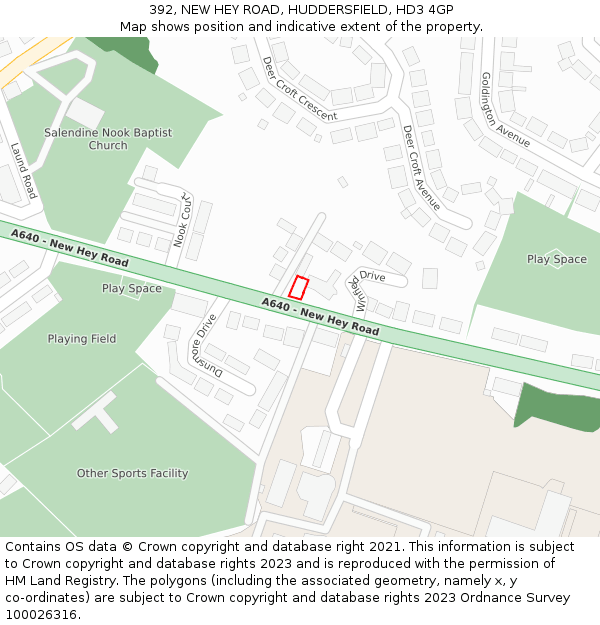 392, NEW HEY ROAD, HUDDERSFIELD, HD3 4GP: Location map and indicative extent of plot