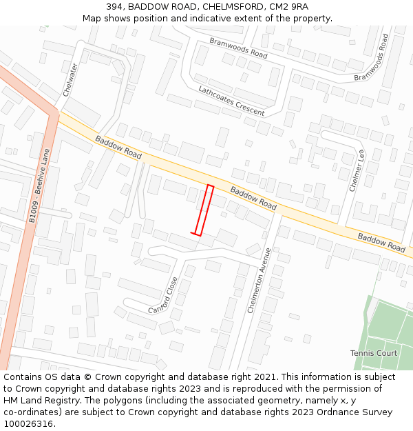 394, BADDOW ROAD, CHELMSFORD, CM2 9RA: Location map and indicative extent of plot