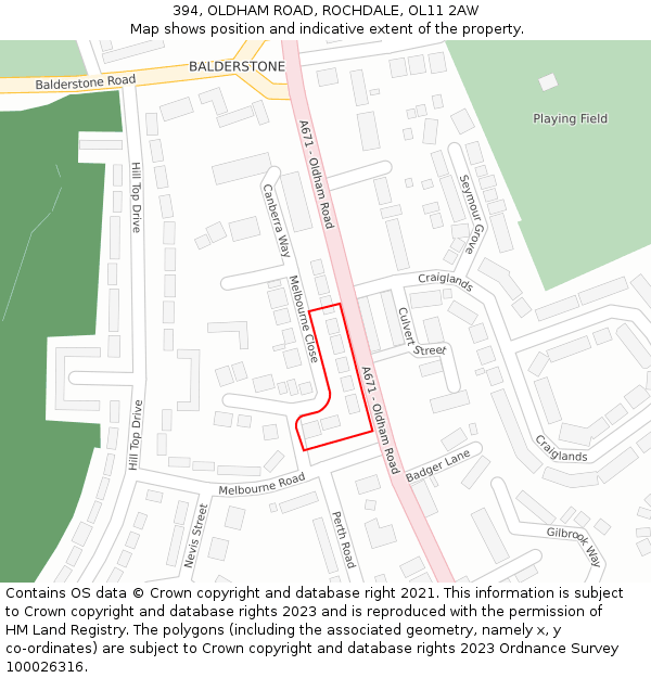 394, OLDHAM ROAD, ROCHDALE, OL11 2AW: Location map and indicative extent of plot