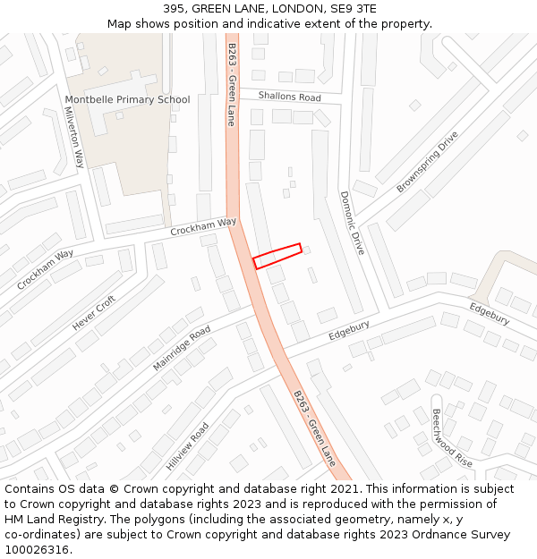 395, GREEN LANE, LONDON, SE9 3TE: Location map and indicative extent of plot