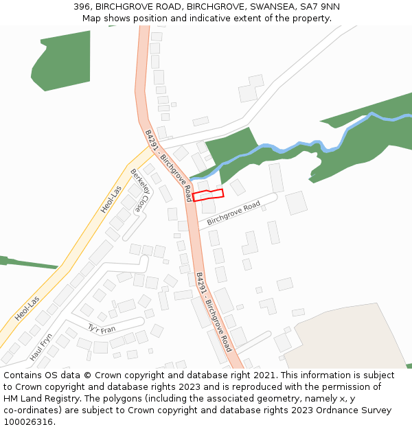 396, BIRCHGROVE ROAD, BIRCHGROVE, SWANSEA, SA7 9NN: Location map and indicative extent of plot