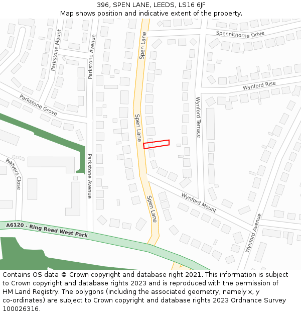 396, SPEN LANE, LEEDS, LS16 6JF: Location map and indicative extent of plot