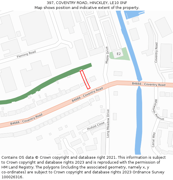 397, COVENTRY ROAD, HINCKLEY, LE10 0NF: Location map and indicative extent of plot