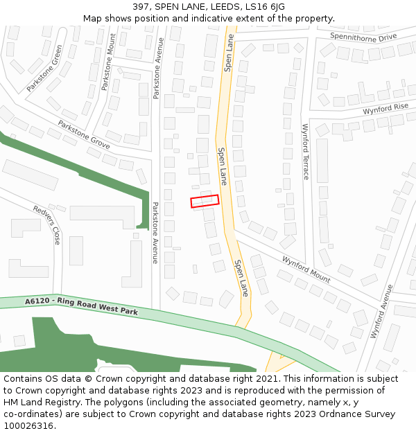 397, SPEN LANE, LEEDS, LS16 6JG: Location map and indicative extent of plot