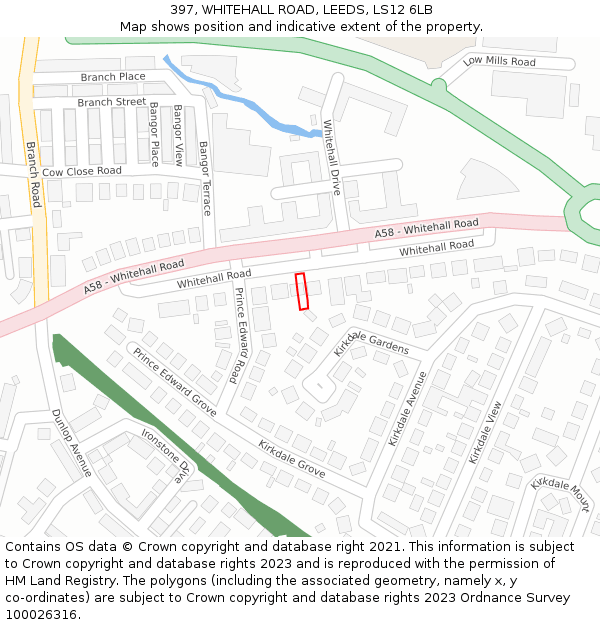 397, WHITEHALL ROAD, LEEDS, LS12 6LB: Location map and indicative extent of plot