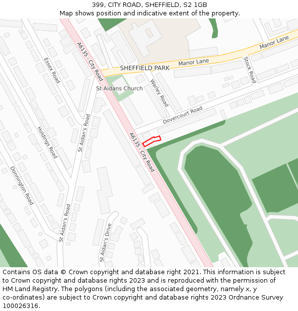 399, CITY ROAD, SHEFFIELD, S2 1GB: Location map and indicative extent of plot