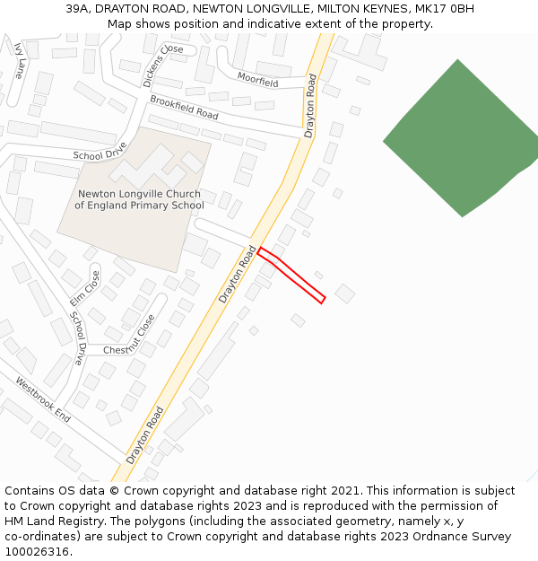 39A, DRAYTON ROAD, NEWTON LONGVILLE, MILTON KEYNES, MK17 0BH: Location map and indicative extent of plot