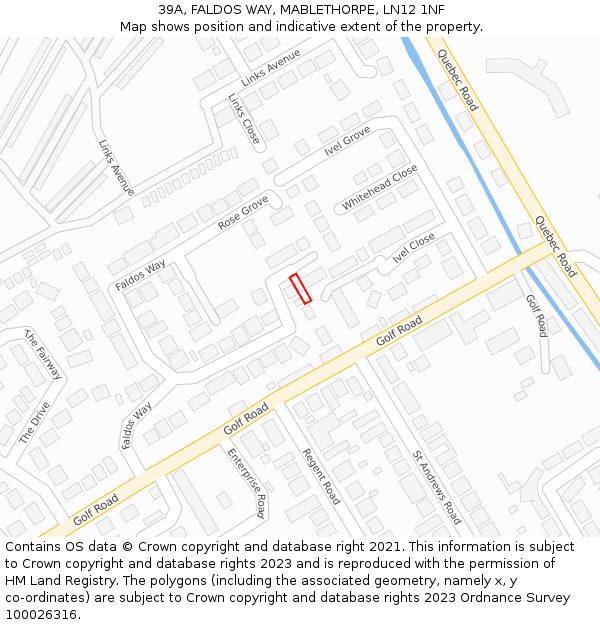 39A, FALDOS WAY, MABLETHORPE, LN12 1NF: Location map and indicative extent of plot