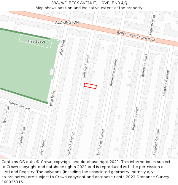 39A, WELBECK AVENUE, HOVE, BN3 4JQ: Location map and indicative extent of plot