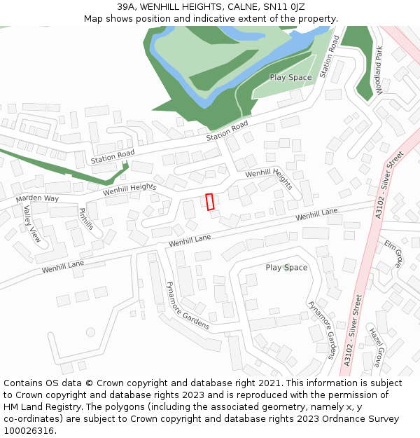 39A, WENHILL HEIGHTS, CALNE, SN11 0JZ: Location map and indicative extent of plot