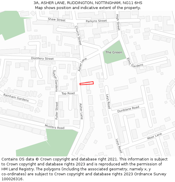 3A, ASHER LANE, RUDDINGTON, NOTTINGHAM, NG11 6HS: Location map and indicative extent of plot