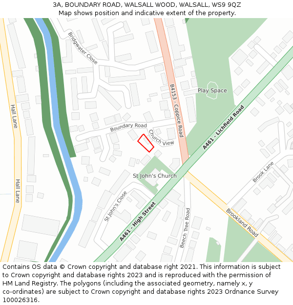 3A, BOUNDARY ROAD, WALSALL WOOD, WALSALL, WS9 9QZ: Location map and indicative extent of plot