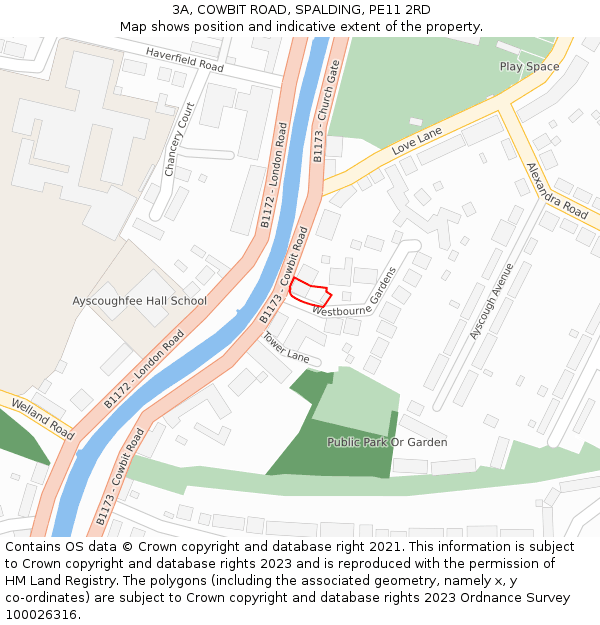 3A, COWBIT ROAD, SPALDING, PE11 2RD: Location map and indicative extent of plot
