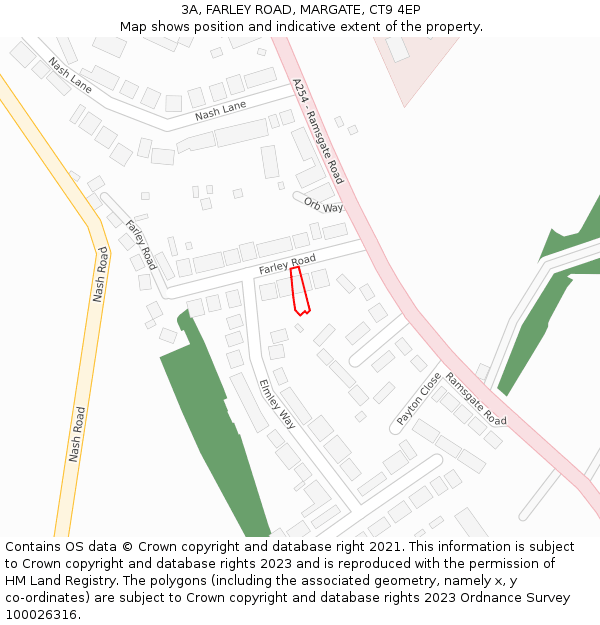 3A, FARLEY ROAD, MARGATE, CT9 4EP: Location map and indicative extent of plot