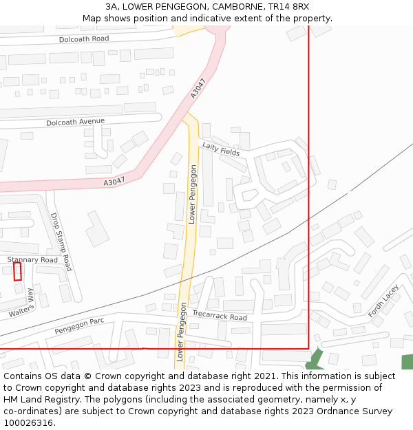 3A, LOWER PENGEGON, CAMBORNE, TR14 8RX: Location map and indicative extent of plot